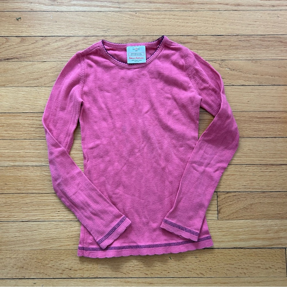 Hanna Andersson Girls Size 8 pink colored ribbed long sleeve top